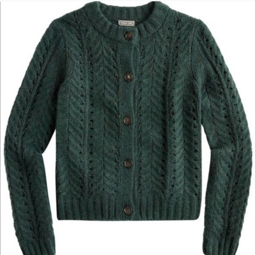 Point Sur J Crew Green Pointelle Cardigan XS